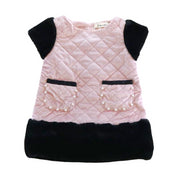 Quilted Dress with Fur Mix -Pink