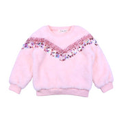 Pink Sequin Floral Sherpa Fleece Sweatshirt - doe a dear