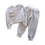 Textured Teddy Loungewear Set - Grey - doe a dear