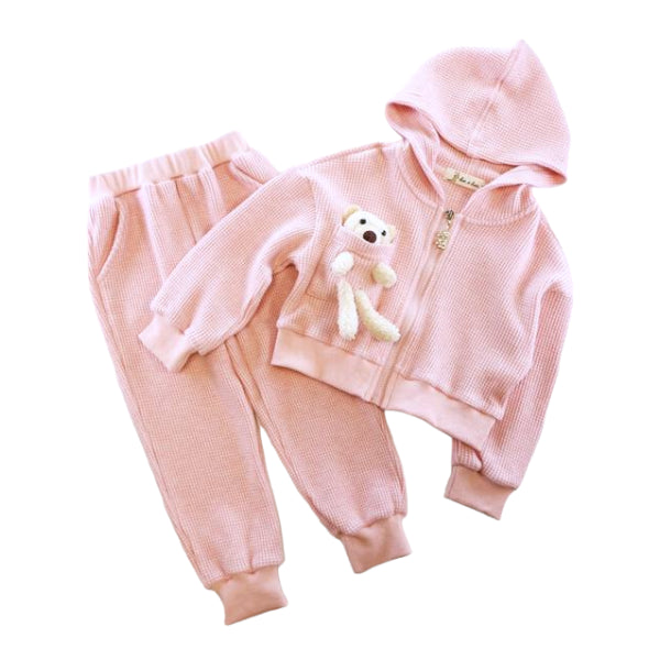 Teddy Hooded Loungewear Set - Pink