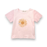 Rhinstone Floral Lace Sleeves Tee