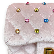 Pink Colorful Studs Velvet Quilted Purse - doe a dear