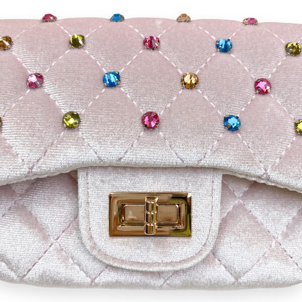 Pink Colorful Studs Velvet Quilted Purse - doe a dear