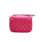 Fuchsia Colorful Studs Velvet Quilted Purse - doe a dear