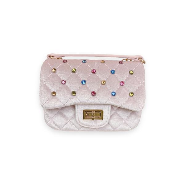 Pink Colorful Studs Velvet Quilted Purse - doe a dear