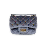 Colorful Gems Velvet Quilted Purse