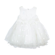 Floral Bodice Polka Dots Tulle Dress - White