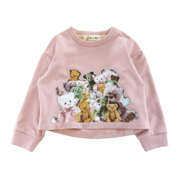 Teddy Print Sweatshirt - Pink - doe a dear