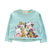 Teddy Print Sweatshirt - Aqua