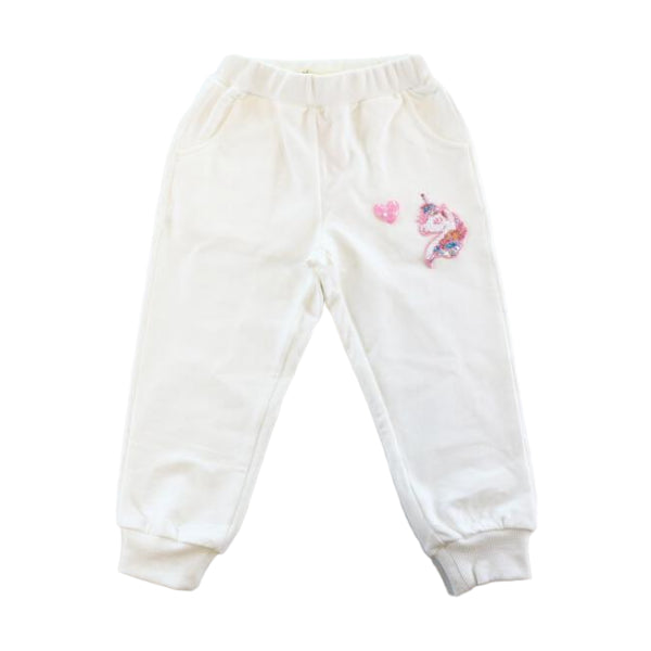 Sequin Unicorn Patch Pants - White - doe a dear