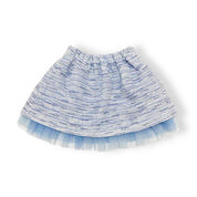 Organza Trim Tweed Skirt -blue