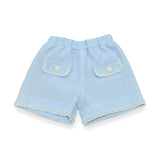 Novelty Button Tweed Shorts-blue