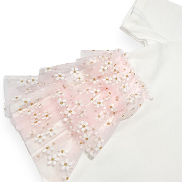 Daisy Mesh Side Trim Tee - pink - doe a dear