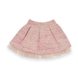 Organza Trim Tweed Skirt -pink