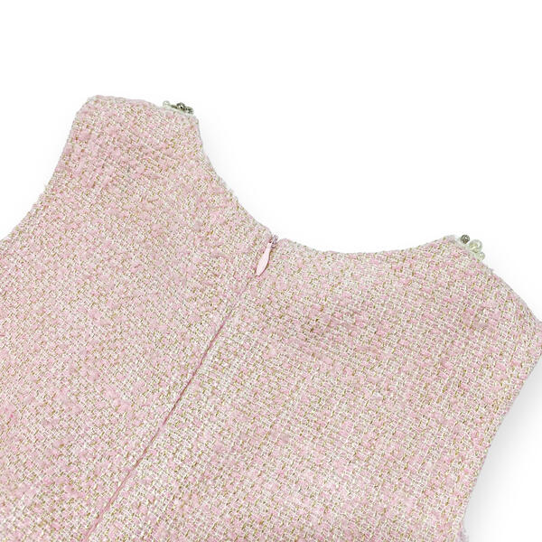 Sleeveless Tweed Tulle Dress - Pink