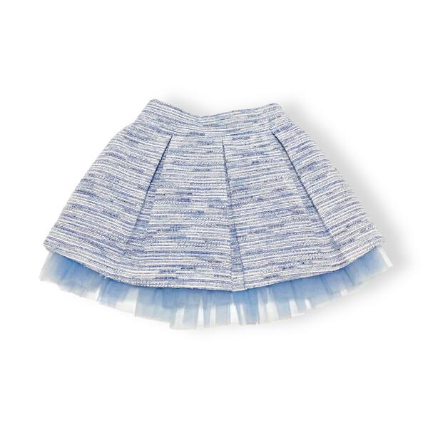 Organza Trim Tweed Skirt -blue - doe a dear