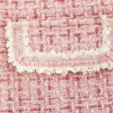 Pink Sequin Trim Tweed Dress