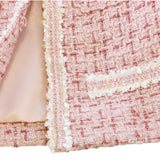 Pink Sequin Trim Tweed Jacket