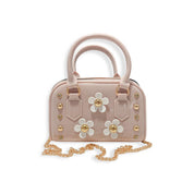 Floral Shiny Jelly Barrel Purse - Ivory/Apricot - doe a dear