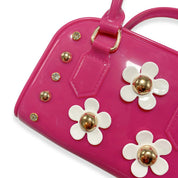 Floral Shiny Jelly Barrel Purse - Fuchsia - doe a dear