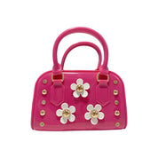 Floral Shiny Jelly Barrel Purse - Fuchsia - doe a dear