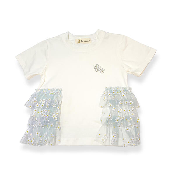 Daisy Mesh Side Trim Tee - blue