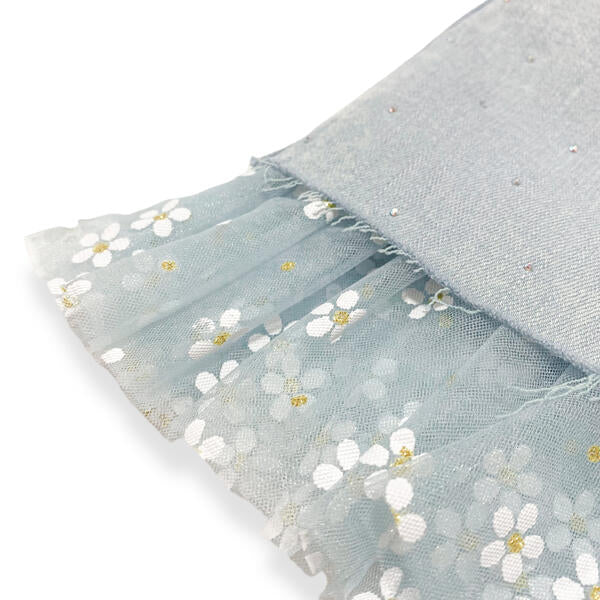 Blue Daisy Mesh Trim Denim Skirt - doe a dear