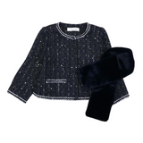 Tweed Jacket + Fur Scarf Set