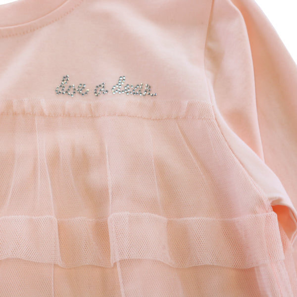 Ruffle Mesh Layer Dress - Pink - doe a dear