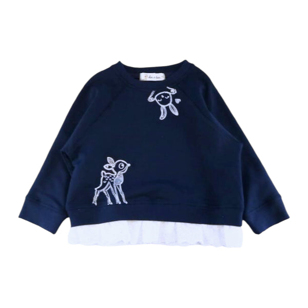 Deer Rhinestone Sweatshirt - Navy - doe a dear