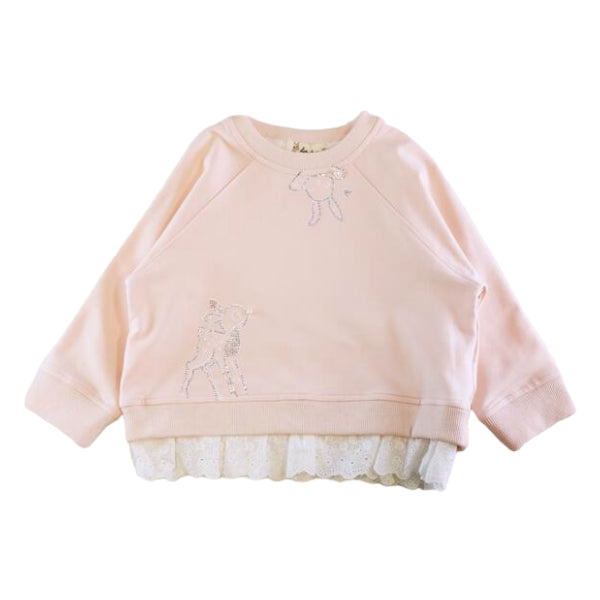 Deer Rhinestone Sweatshirt - Pink - doe a dear