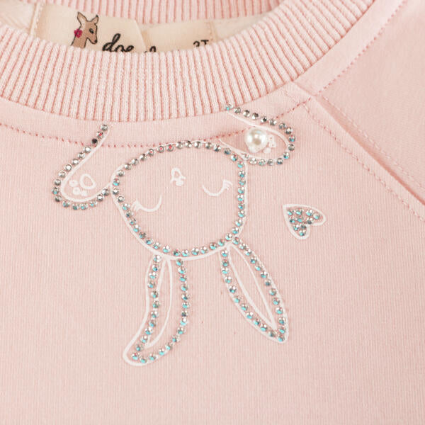 Deer Rhinestone Sweatshirt - Pink - doe a dear