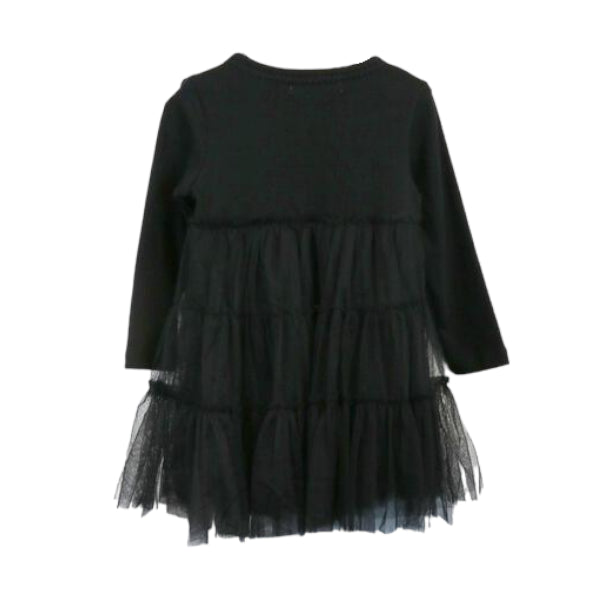 Rhinestone Heart Tiered Dress - Black - doe a dear