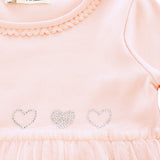 Rhinestone Heart Tiered Dress - Pink