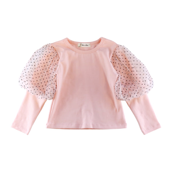 Dot Mesh Slv Top - Pink - doe a dear