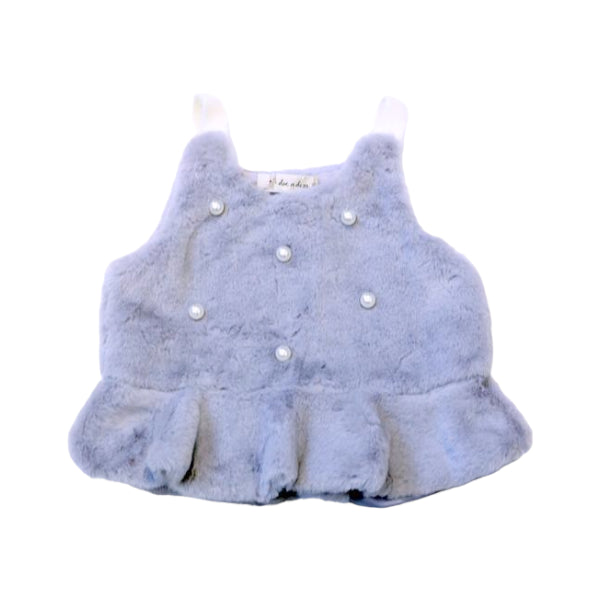 Grey Pearl Accents Furry Vest - doe a dear