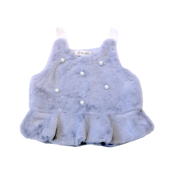 Grey Pearl Accents Furry Vest