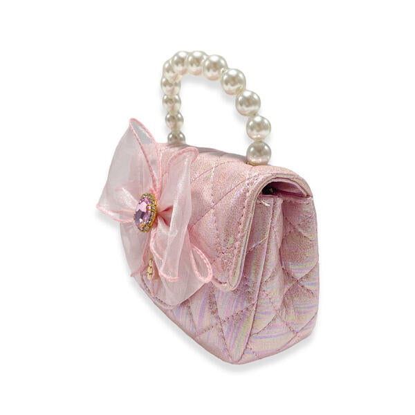 Pink Bowtie Shiny Quilted Purse