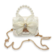 White Bowtie Shiny Quilted Purse - doe a dear