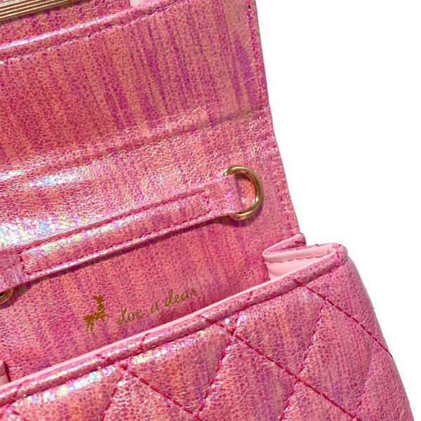 Fuchsia Bowtie Shiny Quilted Purse - doe a dear