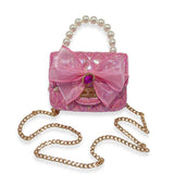 Fuchsia Bowtie Shiny Quilted Purse