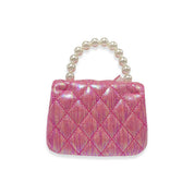 Fuchsia Bowtie Shiny Quilted Purse - doe a dear