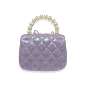 Purple Bowtie Shiny Quilted Purse