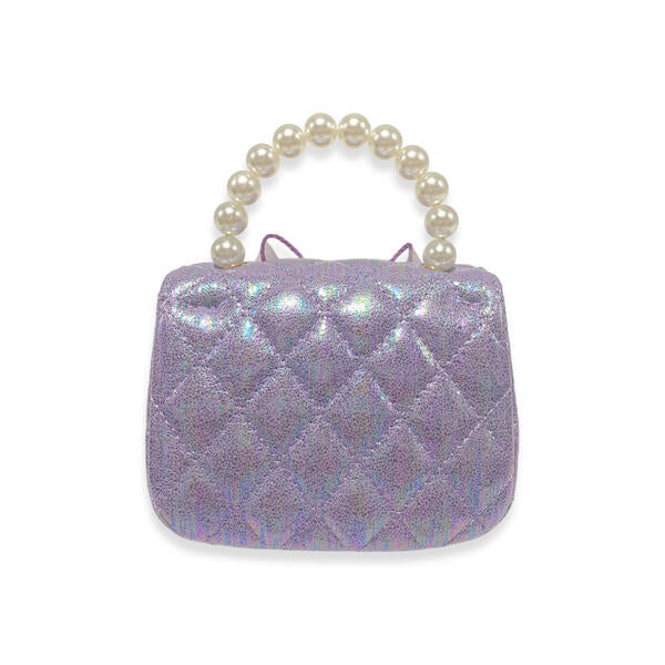 Purple Bowtie Shiny Quilted Purse