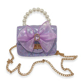 Purple Bowtie Shiny Quilted Purse