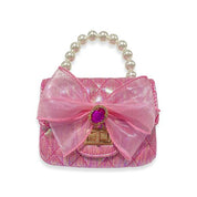 Fuchsia Bowtie Shiny Quilted Purse - doe a dear