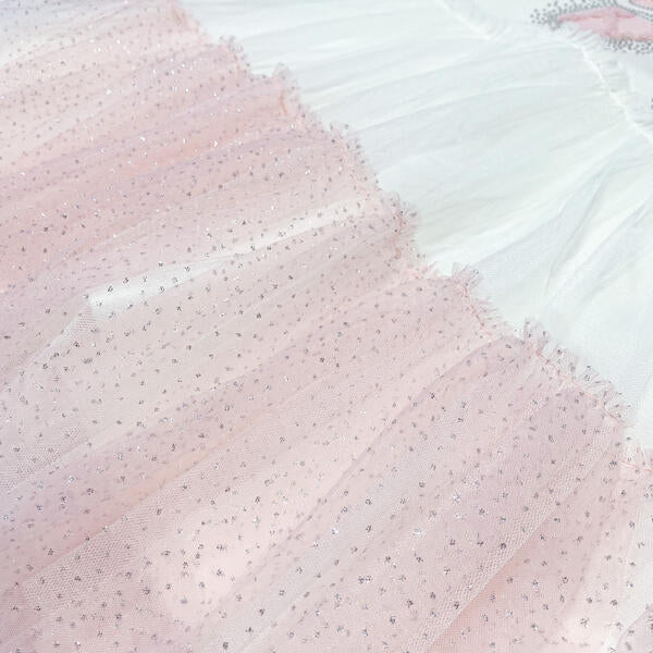 Pink Bowtie Mesh Layer Dress