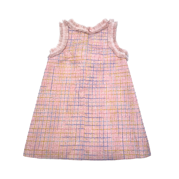 pink tweed dress Sleeveless Tweed Dress with Purse