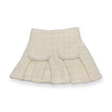 Fur Trim Pleat Tweed Skirt