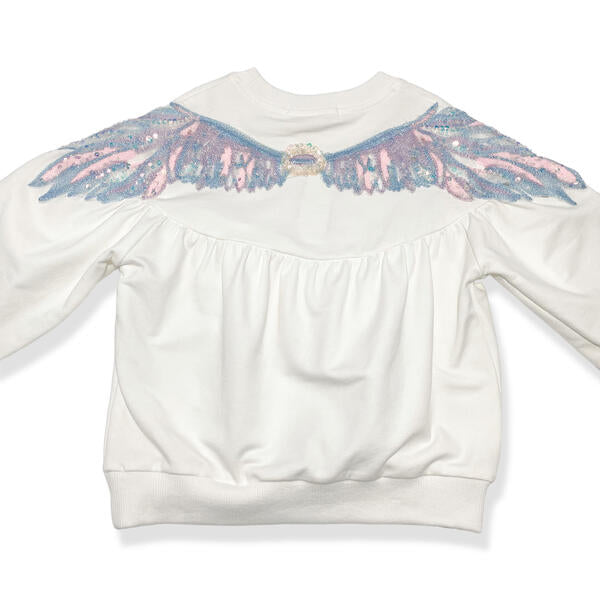 Embellished Angel Wings Sweatshirt - doe a dear